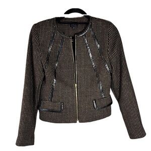 Marks and Spencer Wool Blend Crop Blazer Black with Gold Size 8